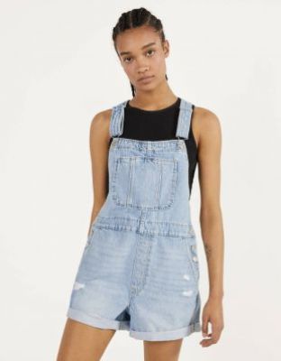 Bershka - Short Denim Dungarees