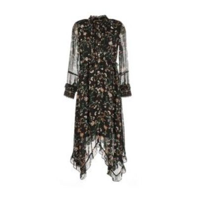 Derhy - Pacifique Printed Flounced Long Chiffon Dress
