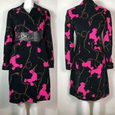 Dolce & Gabbana - Vintage Noir Rose Poodle Print Velvet Coat XS