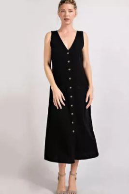 Eesome - Savannah V-Neck Button Down Midi Dress