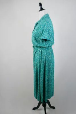 Ellen Ashley - 1990s Rayon Button Front Belted Midi Dress