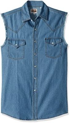 Ely Cattleman - Sleeveless Bleached Denim Shirt
