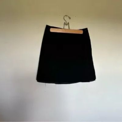 Harve Benard - Vintage 90s Black Wool Wrap Mini Skirt