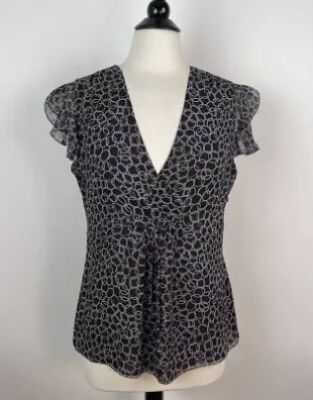 Kenneth Cole - V-Neck Flutter Silk Blouse