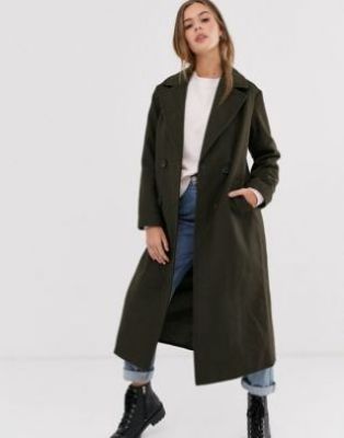 New Look - Long Fitted Coat - Khaki