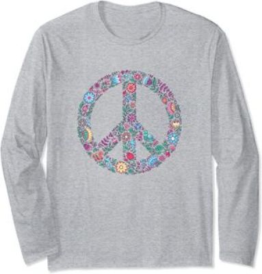 Peace Flowers - Floral Peace Sign Long Sleeve Shirt