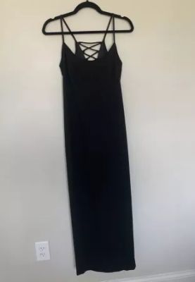 Pivotboutique - Vintage Black Lace-Up Dress