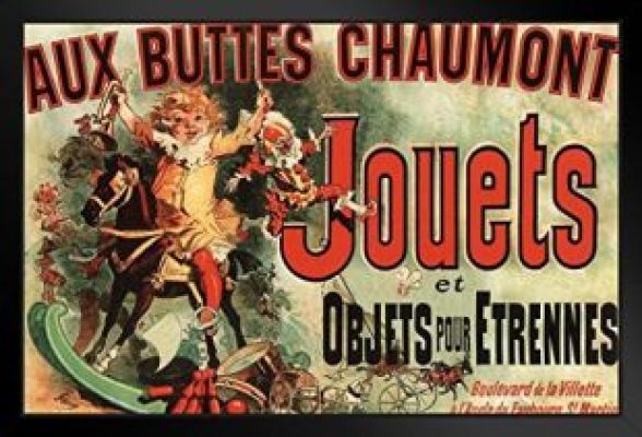 Poster Foundry - Aux Buttes Chaumont Jouets Jules Cheret Art Print, Black Wood Framed Poster