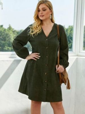 SHEIN - Buttoned Velvet Dress