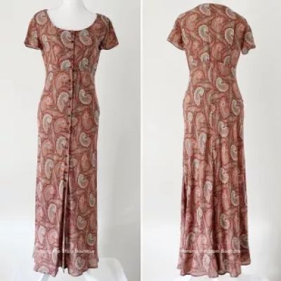 90s Vintage Paisley Maxi Dress