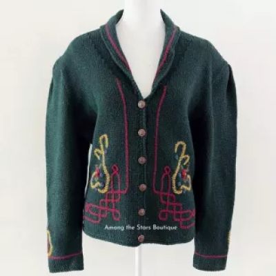 Rare Vintage 80s Hand-Embroidered Cardigan