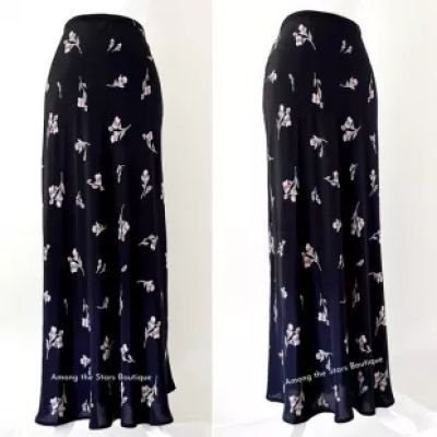 Rare Vintage 90s Silk Floral Maxi Skirt