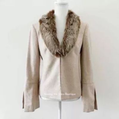 vin­tage - Faux Fur + Wool Beige Jacket