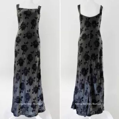 vin­tage - Rare 90s Vintage Floral Metallic Maxi Dress