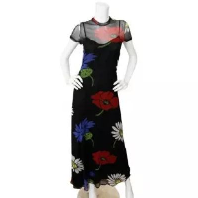 Vivienne Tam - Vintage 90s Floral Mesh Short Sleeve Maxi Dress