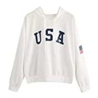 White USA Print Sweater