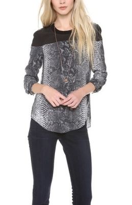 Python Blouse with Solid Blocking