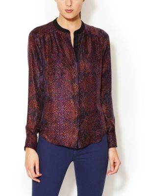 Python Silk Henley Blouse