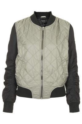 Quilted Contrast Bomber Jacket