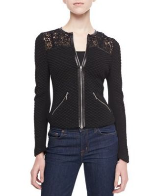 Quilted Lace-Panel Jacket