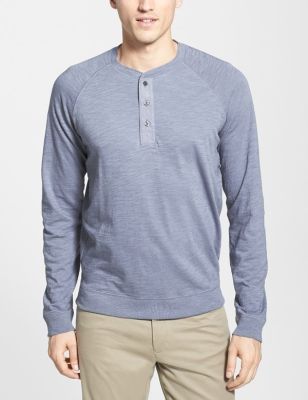 Raglan Sleeve Slub Cotton Henley