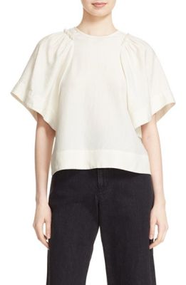 'Ravine' Bell Sleeve Silk & Linen Top