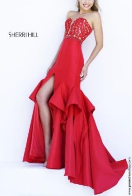 Red Strapless Sweetheart Mermaid Gown