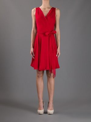 red wrap dress