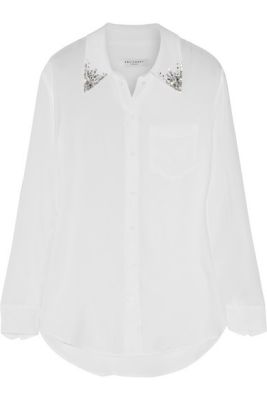 Reese Crystal-Embellished Washed-Silk Shirt