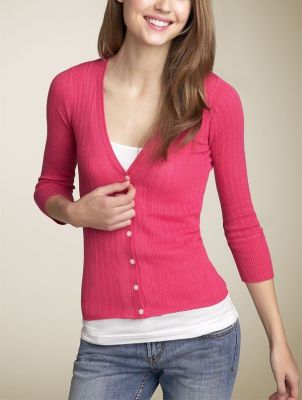 Ribbed Cardigan in Green