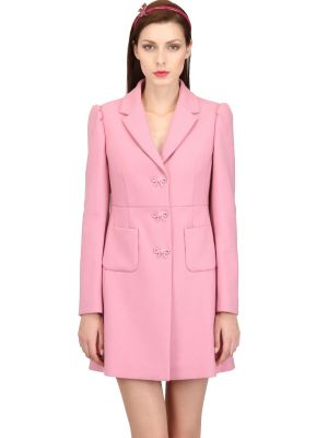 Ribbon Button Wool Cotton Twill Coat