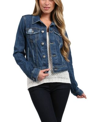 Rip Denim Jacket in True Blue