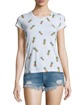 Robin Cap-Sleeve Embellished-Pineapple Tee