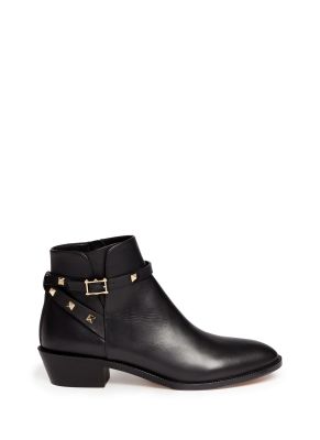 'ROCKSTUD' STRAP LEATHER ANKLE BOOTS