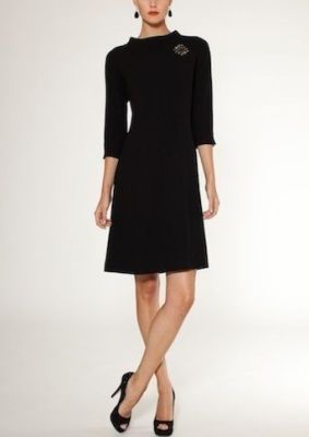Roll Neck Crepe 3/4 Sleeve Dress