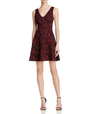 Rose Jacquard V-Neck Dress