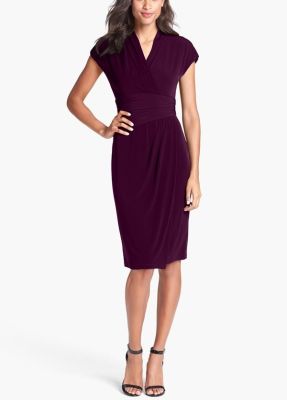Ruched Wrap Dress in Merlot