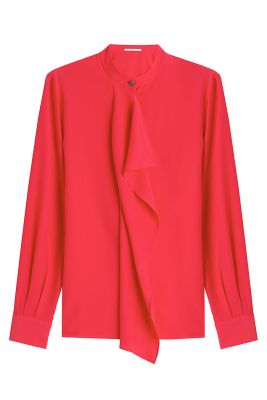 Ruffle Front Silk Blouse