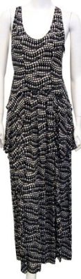 Ruffle Gown in Black/ Beige