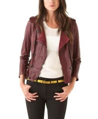 Ruffle Leather Jacket