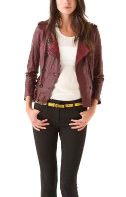 Ruffle Leather Jacket