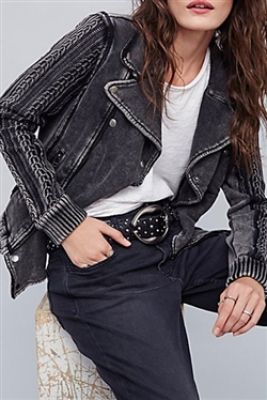  Ruffle Moto Sweater Jacket
