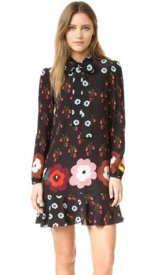 Ruffle Printed Shirtdress