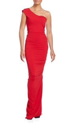 Ruffled One-Shoulder Gown