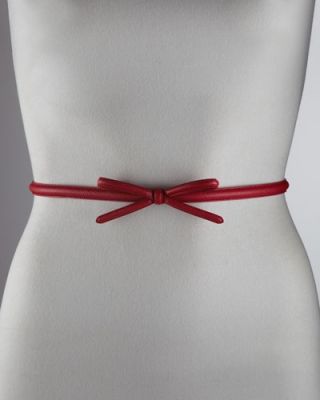 Saffiano Skinny Bow Belt