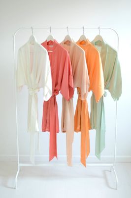 Samantha bridal silk kimono robe in earth tones