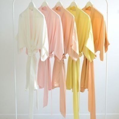Samantha bridal silk kimono robe in sorbet colors