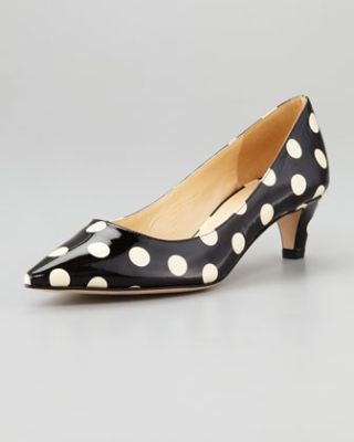scene polka-dot low-heel pump
