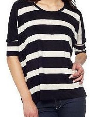 Scoopneck Striped Sweater with Pocket