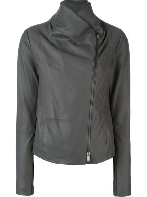 'Scuba' asymmetric fastening leather jacket